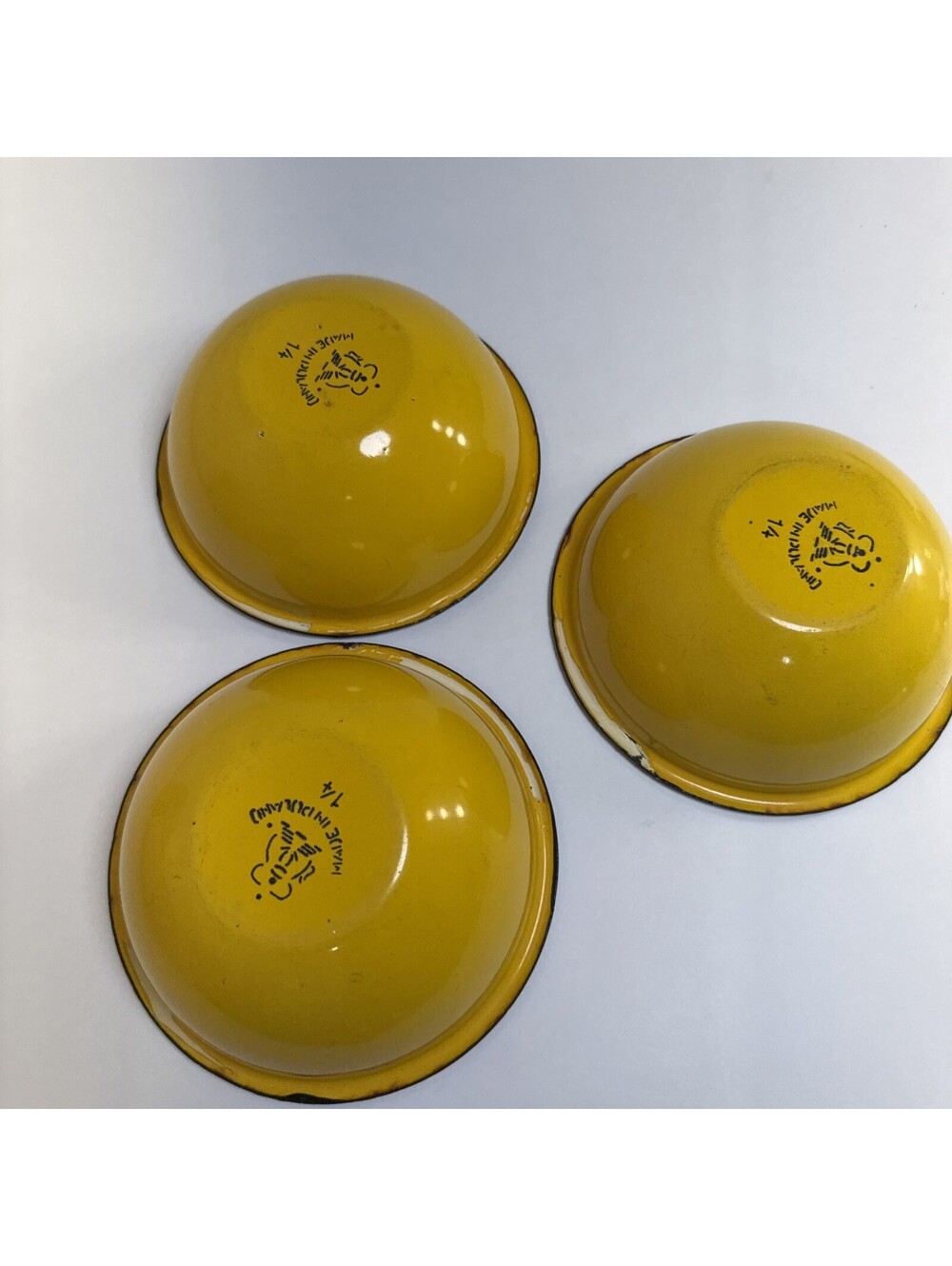 3 Vtg HUTA SILESIA POLAND 6" YELLOW/BLACK White BOWL